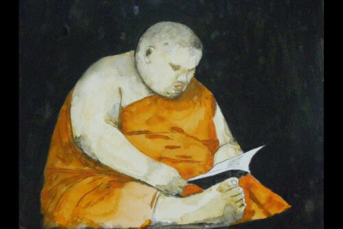 Monk Reading In The Dark by Craig Moore